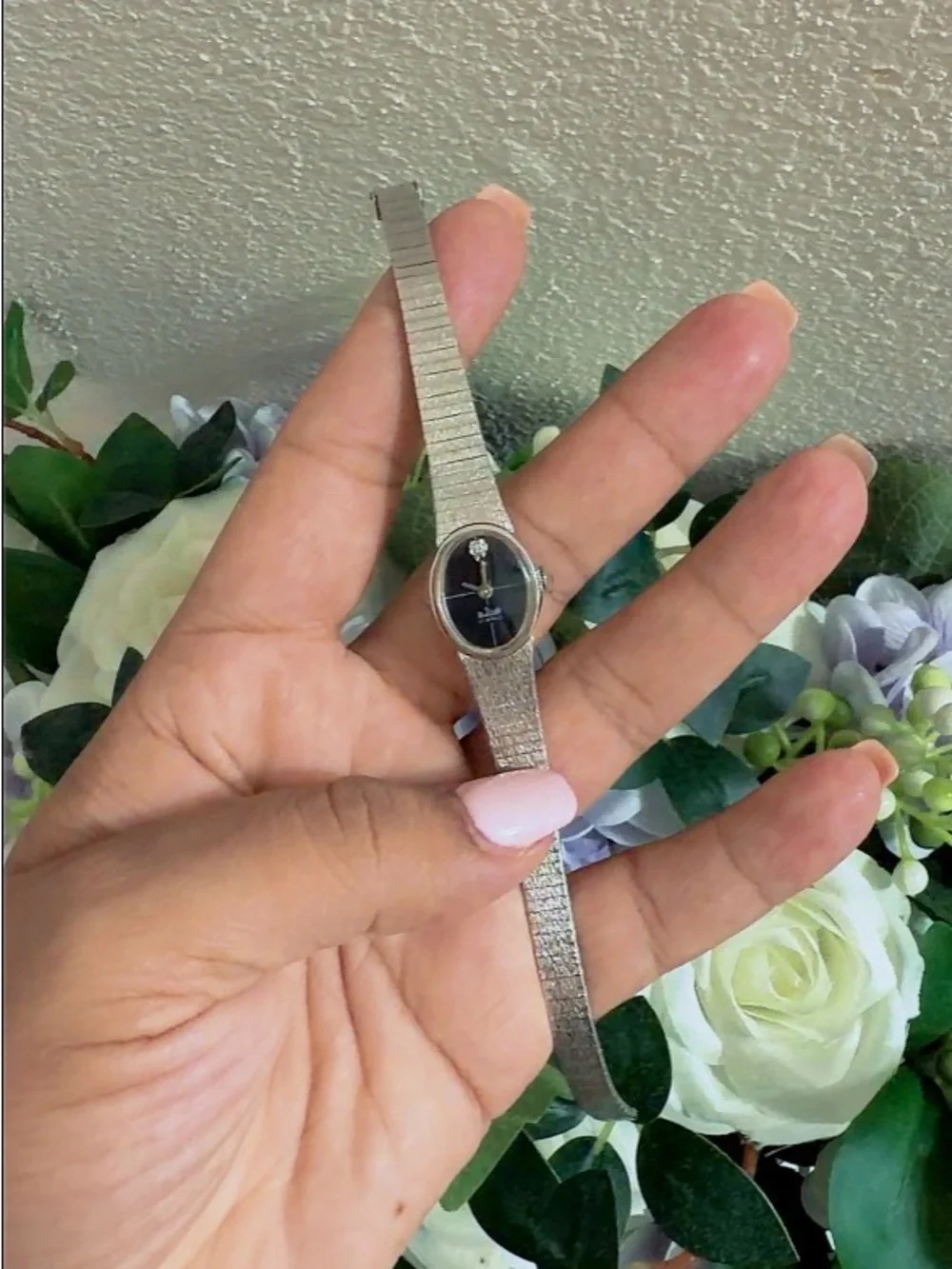 Silver Ladies' Dress Watch with Black Dial